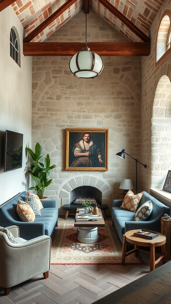 A beautifully designed room with medieval aesthetics featuring a four-poster bed, dark moody bedding, and Gothic decor elements.